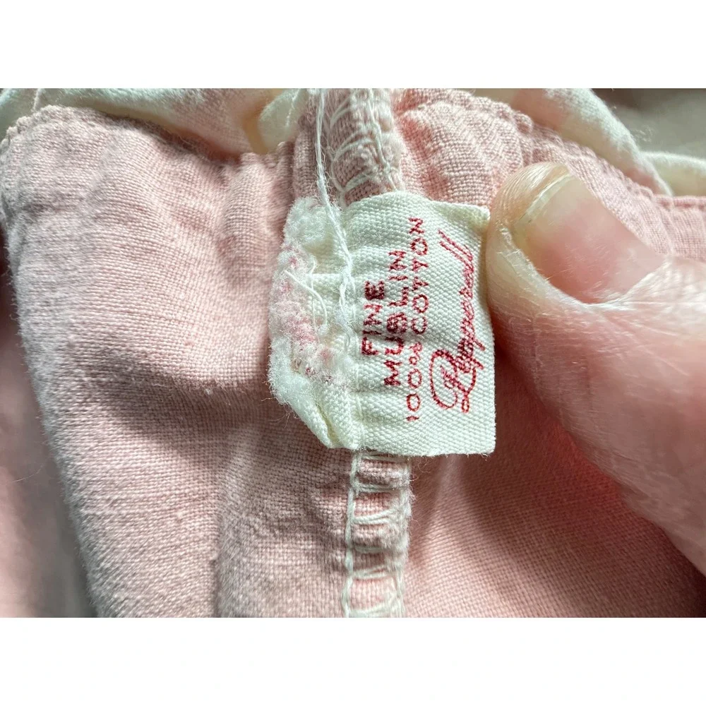 VTG Pepperell Pink White Striped Pillowcase Set 2 Fine Muslin 100% Cotton USA